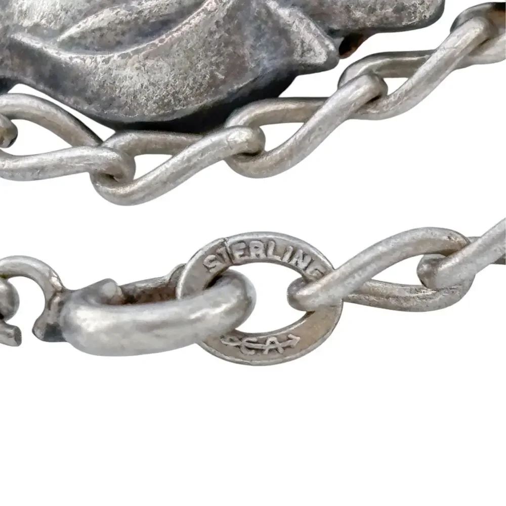Vintage Sterling Silver 925 Mixed Metal Charm Bracelet 7